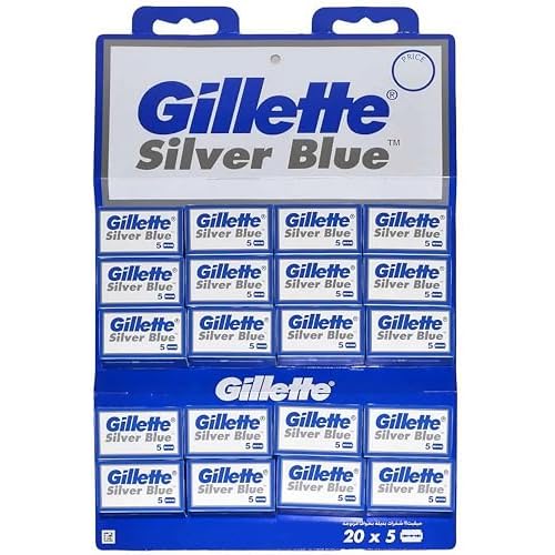 Gillette Silver Blue Razor Blades, 100 Units