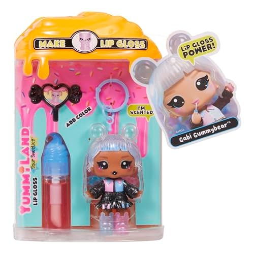 Yummiland Lip Gloss Doll: Sour Sweeties - Gabi Gummybear Includes DIY Lip Gloss + Removable Keychain, Cosmetic Play, Collectible, Ages 4+