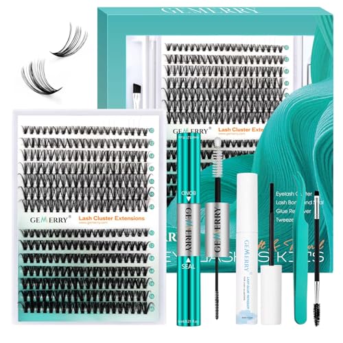 GEMERRY Lash Extension Kit 30D+40D Lash Clusters 10-18mm Individual Lashes Clusters Waterproof Lash Bond and Seal Remover Tweezers Brush