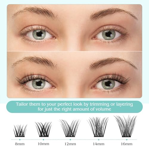 Hermosa Florence Flair Vegan cruelty free Mink Eyelashes Clusters Set 72 D Curl 8mm-16mm Wispy Lash clusters Individual Lashes 10-18mm Extensions HMFD22
