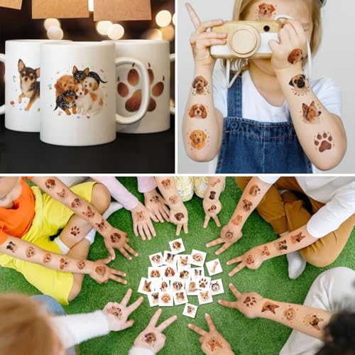 Glitter Dog Temporary Tattoos for Kids - 74 Individually Sheets | Waterproof & Easy Peel | Perfect for Kids Birthday Party Supplies, Dog Lovers, School Rewards