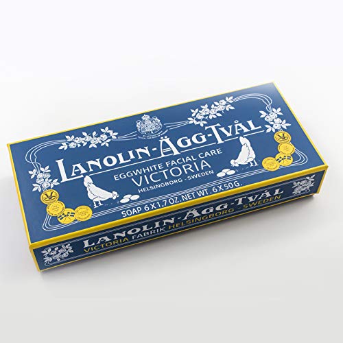 VICTORIA Lanolin Agg Tval Egg White Face Soap Bar for Women, Facial Care Cleanser, 6 x 1.7 Ounce