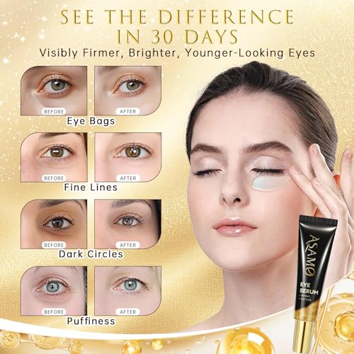 ASAMO eye serum, Fast Absorbing, Correction for Puffy Eye Bags Fine Lines Dark Circles Wrinkles, 48Hr Hydrating Under Eye Cream-ZZ06