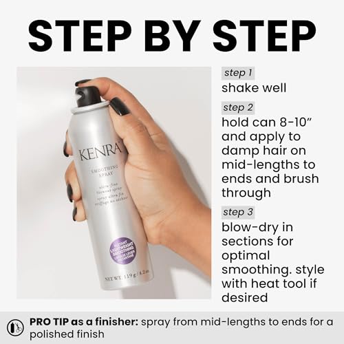 Kenra Professional Smoothing Spray | Ultra-Fine Blowout Spray | Heat Protectant | Provides Instant Smoothing For Fine To Medium Hair | Up to 3 Days of Frizz Control | Humidity Resistance | 4.2 oz.