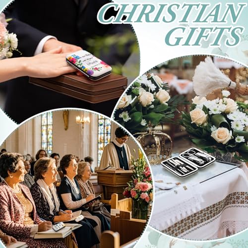10 Sets Christian Gifts Bulk for Women Church Bible Manicure Sets Floral Scripture Stainless Steel Nail Clipper Set Religious Gift for Employee Teacher Christmas Party Supplies