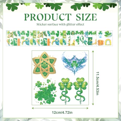 St. Patrick's Day Shamrock Temporary Tattoos & Face Stickers, Waterproof Saint Patrick's Day Clover Tattoos Art Make up Deco Irish Party Favors