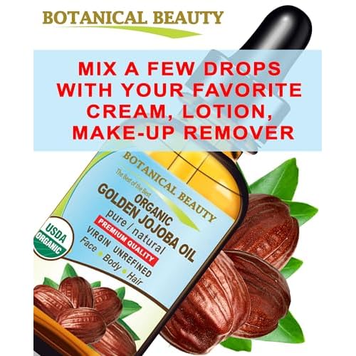 Botanical Beauty Organic JOJOBA OIL 100% Pure Natural VIRGIN UNREFINED Cold-Pressed Carrier Oil 0.5 Fl oz 15 ml for Face, Skin, Body, Hair, Lip, Nails. Rich in Vitamin E, Omega 6, Omega 9