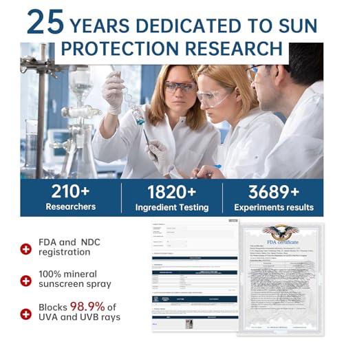 Reef Safe Mineral Sunscreen Spray SPF 50+ with Zinc Oxide, Broad Spectrum UVA/UVB Protection, Lightweight Non-Greasy, Travel Size Sunscreen for Face & Body, Water & Sweat Resistant, 6.76 oz(2 Pack)