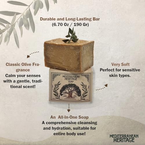 Aleppo Soap Bar ? 100% Natural Olive & Laurel Oil for Sensitive Skin, Hair, Face & Body ? Handmade, Vegan, Chemical-Free