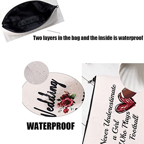 PXTIDY Football Makeup Bag Never Underestimate a Girl Who Plays Football Travel Bag Gifts For Football Game Fans Players