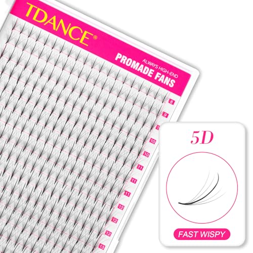 TDANCE Premade Fans Eyelash Extensions 320 Fans Pre Made Fans Lash Extensions Middle Stem Heat Bonded Premade Lash Fans Volume Lash Extensions(320-WISPY-5D-0.07-C-8-15mm)