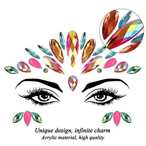 SIQUK 20 Sets Face Jewels Stick on Face Gems Rave Face Jewel Stickers Rhinstone Face Crystal Eye Jewels for Festival Rave Carnival Party