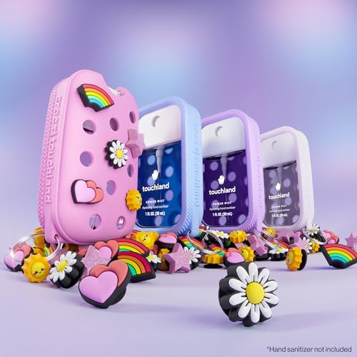Touchland x Crocs Special Edition Mist Case 1 Fl. OZ., Stylish Hand Sanitizer Spray Accessory, with 5 Jibbitz¢â Charms and Keyring, Cloudwave Blue Color