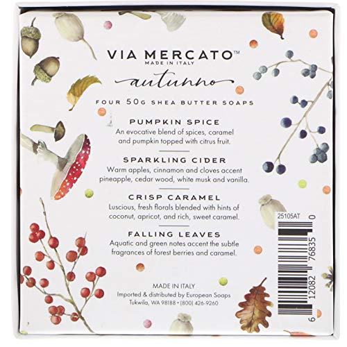 Via Mercato Natale Shea Butter Soap Boutique Luxury Gift Box (Set of 4, 50g Each) - Autunno