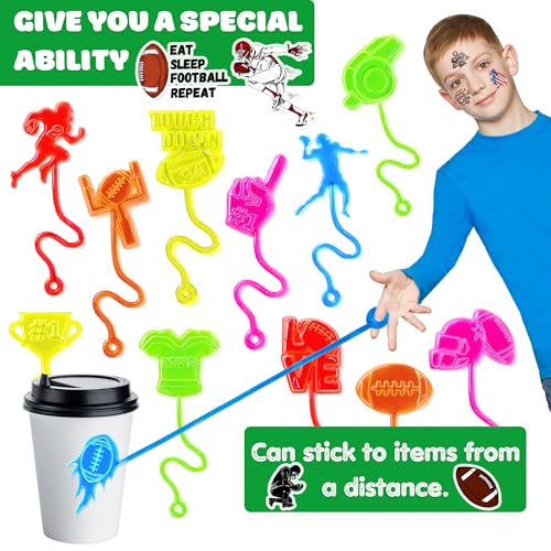 48PCS Football Party Favors - 24PCS Temporary Tattoos & 24PCS Stick Hands - Perfect Birthday Favors, Goodie Bag Stuffers, Treasure Box Toys, Classroom Prizes, and Student Gifts