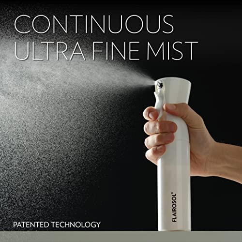 FLAIROSOL - The Original, 2 Pack Spray Bottle for Plants, Hair & More, Continuous Mister, Ultra Fine Water Mist.10 oz, Clear Bottle & White Bottle