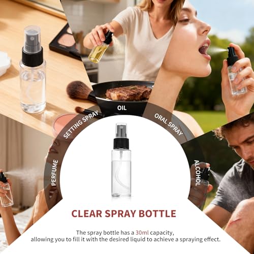 220PCS Mini Clear Spray Bottles Bulk ? Fine Mist Empty Travel Containers with Funnels, Refillable Liquid 1oz Plastic Sprayer for Perfume Essential Oils Toner, Pocket Size Makeup Kit