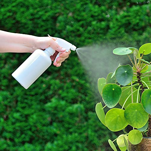Youngever 6 Pack White Plastic Spray Bottles, Spray Bottles for Hair and Cleaning Solutions (12 Ounce)