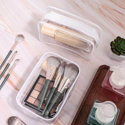 12 PCS Clear Makeup Bags,Clear Toiletry Bag,PVC Clear Cosmetic Bags with Zipper,Portable Transparent Toiletry Bags for Travel Women Men(White,Large)