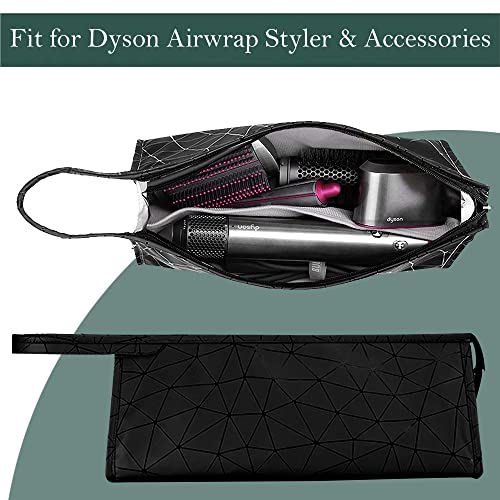 Premium Leather Tracvel Case Compatible with Dyson Airwrap Styler and Shark Flexstyle, Storage Bag for Supersonic Hair Dryer, Portable Organizer for Airwrap Dupes£¨Black£©