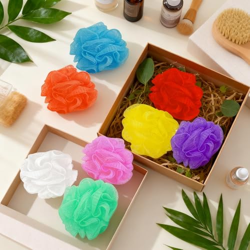 210 Pcs Loofahs Bulk 20g Multicolor Bathing Sponge Cleaning Wash Puff Accessories Soft Mesh Shower Luffas Exfoliating Body Scrubber Packs for Women Men Travel