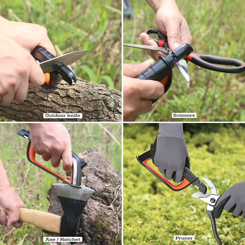 All-in-1 Knife and Garden Tool Sharpener for Pruners, Mower Blades, Axes