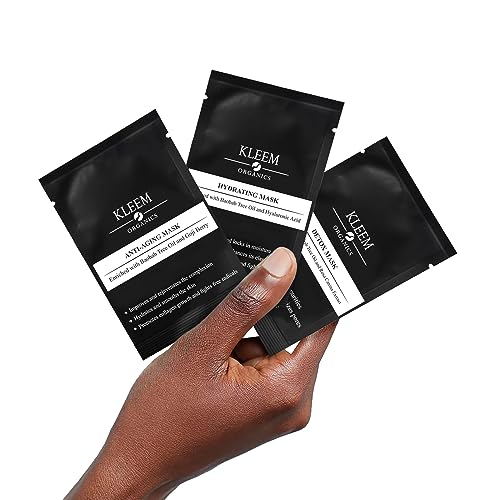 Kleem Organics Facial Face Masks: Anti Aging Face Mask | Moisturizing & Detox Face Mask | Nourishing & Soothing Face Mask. 3 Pack