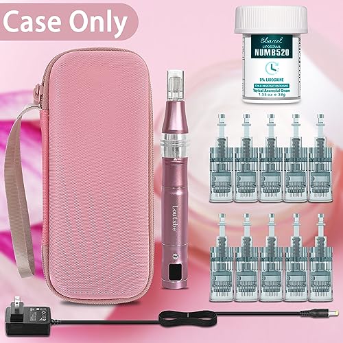 Aenllosi Hard Case Compatible with Professional Pen and Replaceable Cartridges,Holder for Electric Wireless Derma Pen(Rose Pink,Case Only)