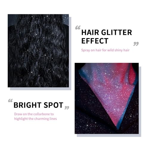 Hair and Body Glitter Spray, Perfect Glitter Hairspray Apply to Music Carnival Wedding Stage Clothing Body Shimmer Dating Makeup. 2.1 Oz