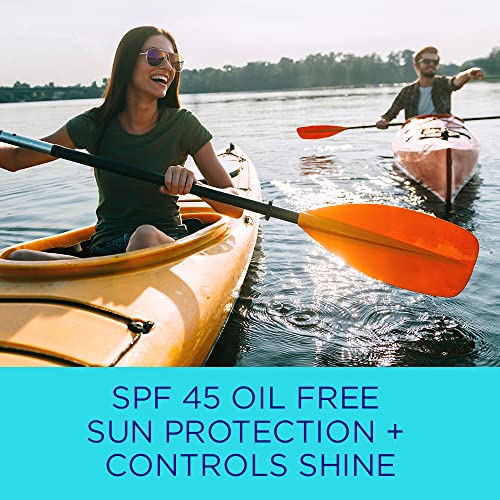 Coppertone Oil Free + Shine Control Sunscreen Face Lotion SPF 45,Lightweight Sunscreen for All Skin Tones,Won't Clog Pores,Fragrance Free,2.5 Fl Oz Tube,(Pack of 2)