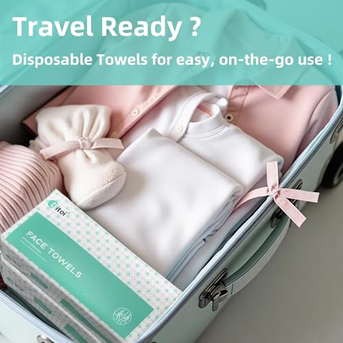 Ditoi Disposable Face Towels,Ultra Soft &Thick Face Dry Wipes for Makeup Removal,Viscose Fiber Facial Cloths for Skincare,Daily Cleansing,120 Count