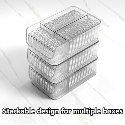 30 Pcs Press On Nail Storage Box Container False Nail Organizer Acrylic Display Case Packaging Box with a Large Stackable All-In-One Box and 120 Pcs Double Sided Adhesive Nail Display Tape