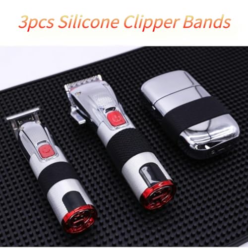 3pcs Heat Silicone Clipper Bands, Anti Slip Shock Absorbing Universal Clipper Trimmer Grips Sleeve for Professional Barber Shop, Beautiful and Comfortable