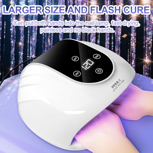 NXJ INFILILA 268W Gel Nail UV Light, Faster UV Light for Gel Nails, Professional Flash Cure Nail Dryer with 66Pcs Lamp Beads for Hands & Feet, Professional Quick Dry for Salon & Home