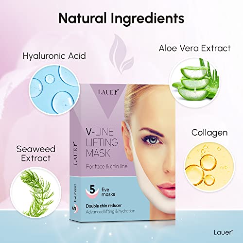 V Shaped Contouring Face Mask Line Shaping Lifting Belt Neck Reduction Jawline Lift Tape Enhancer Firming Chin Up Collagen Hyaluronic Acid Aloe Vera