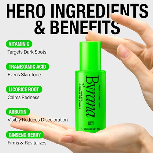 Dark Spot Clarity Oil Serum with Vitamin C for Uneven Tone & Post-Acne Marks ? Korean Vegan Skincare with Ginseng Berry, Licorice Root, Arbutin & Tranexamic Acid by BYRANA ? 1 oz