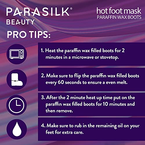 Parasilk Beauty Hot Foot Mask ? 1 Pair Self Contained Paraffin Wax Boots for Intensive Hydration. Infused with Coconut Oil, Argan Oil, Marula Oil, and Vitamin E. One Size Fits Most