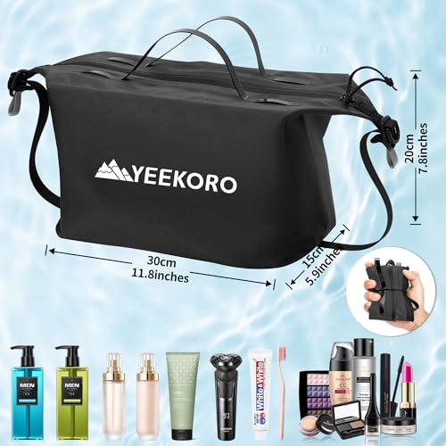 Waterproof Toiletry Bag for Travel, Zipper Styles, 40D Nylon Toiletry Organizer Bags with Shoulder Straps for Men Women, Travel Accessories£¨2 PACK,Black