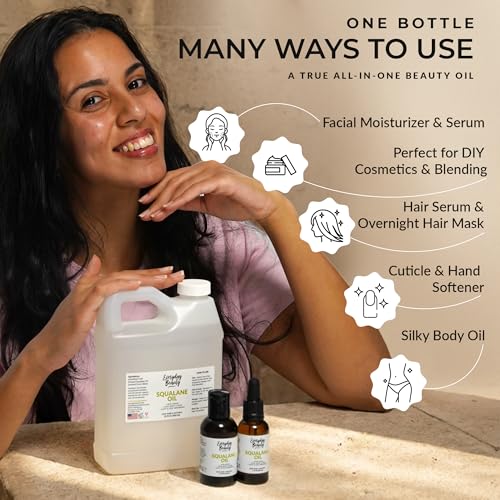 Squalane Oil Bulk- 32 oz 100% Pure & Natural Plant Derived Facial Oil - Cold Pressed and Unrefined Premium Grade Multipurpose Moisturizing Oil For Skin and Hair