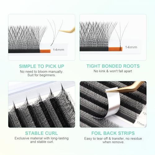 NAGARAKU W Eyelash Extension 3D Volume Premade Fan 0.07mm C curl 8-15mm mix Faux Mink Matte Black Cluster Easy Fanning yy Eye Lashes