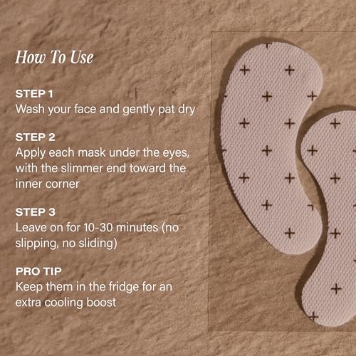 + Lux Unfiltered Cooling Under Eye Patches - Anti-Slip Caffeine Infused Korean Eye Mask - Reduces Puffiness, Brightens, & Hydrates Skin - Fragrance Free, Vegan, & Cruelty Free - 10 Count (Pack of 2)