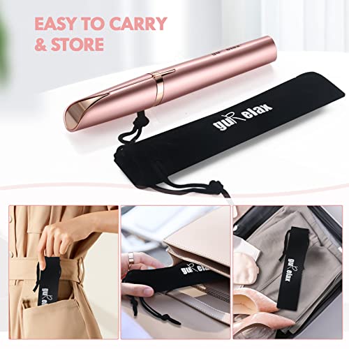 Eyebrow Trimmer for Women, Rechargeable Eyebrow Hair Remover, Painless Electric Razor with 2 x Replacement Heads, Eye Brow and Face Epilator Hair Removal (Rose Gold)