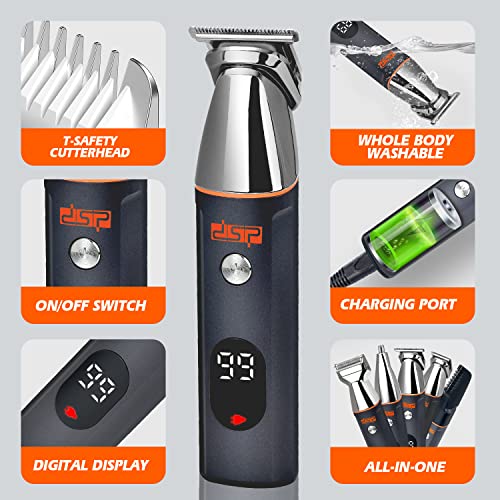 DSP¢ç Beard Trimmer Rechargeable Body Grooming Sets Facial Hair Shaver for Nose Ear Public Hair Cutting Machine IPX7 Waterproof