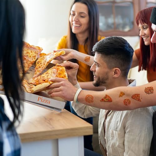 368 Pieces Pizza Party Temporary Tattoos for Kids - Food/Pizza Themed Party Supplies Goodie Bag Stuffers Favors Prize Stickers(24 Sheets)