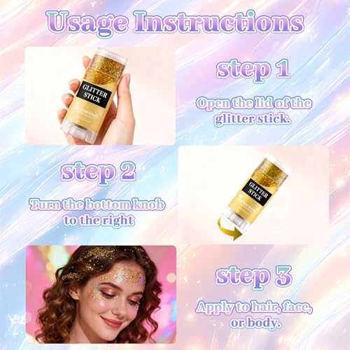 Face Body Glitter Stick,Holographic Sparkle Waterproof Hair Glitter Stick for Kids and Women for Party Singer Concert Rave Festival.(Pink)