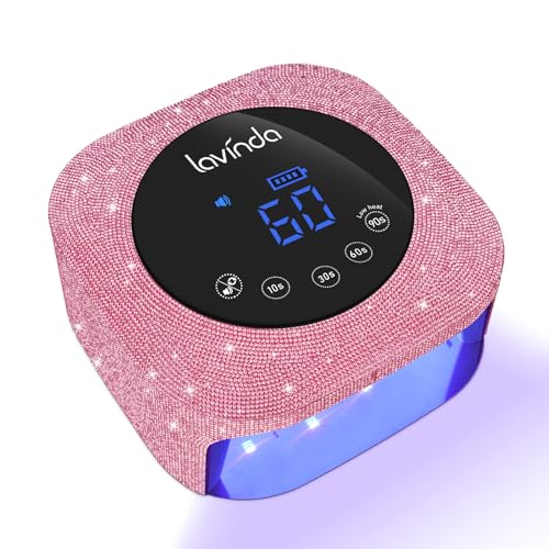 UV Nail Lamp 54W, Cordless Gel UV Led Nail Lamp for Gel Nail Polish, Rechargeable UV Nail Light Nail Dryer with 4 Timer and LCD Display, Professional Fast Curing Lamp Nail Art Tools with Rhinestone