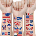 4th of July Temporary Tattoos, 90pcs American Flag Red White Blue Fake Tattoo Stickers, Independence Day Fourth of July Body Art USA National Memorial Decorations for Labor Day Party