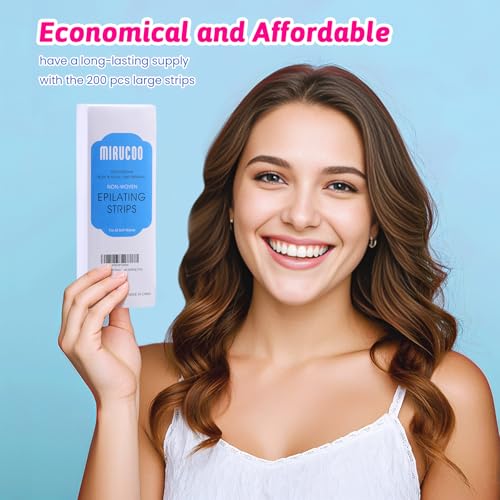 200 Pieces Large Non-woven Wax Strips for Body and Facial Hair Removal, Salon Quality Epilating Strips