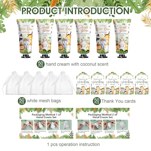 50 Pack Baby Shower Bulk Hand Cream Gifts Sets, Baby Shower Favors and Bridal Shower Favors for Guests with Thank You Card and Organza Gift Bags, Birthday Gifts, Appreciation Gifts for Guests (Animal)