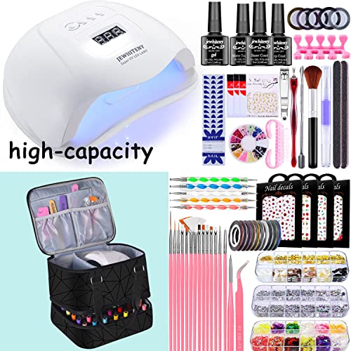 Nail Polish Organizer Case Hold 42 Bottles (15 ml) and Nail Lamp, Nail Organizers and Storage for Nail Supplies, Double Layer Nail Bag Organizer Case with Handle
